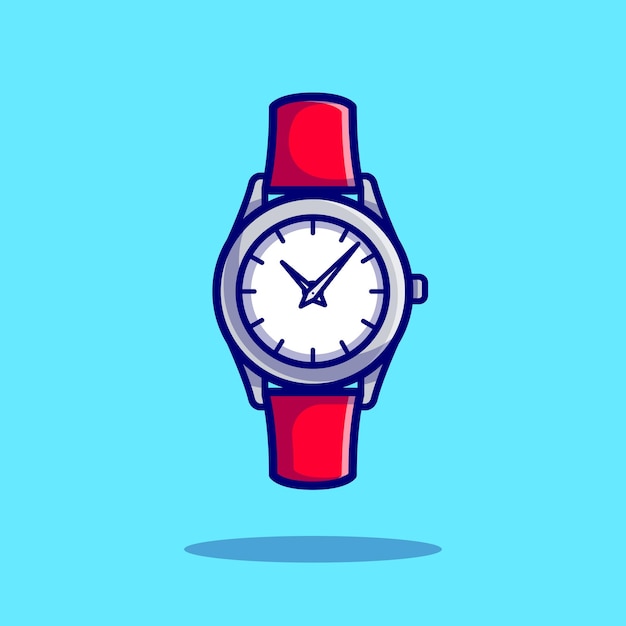 Ilustración de icono de dibujos animados de reloj de pulsera. Reloj objeto icono concepto aislado Premium Vector. Estilo de dibujos animados plana