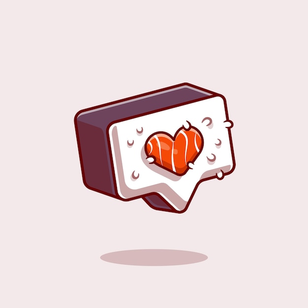 Vector gratuito ilustración de icono de dibujos animados de símbolo de amor de sushi.