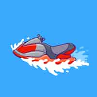 Vector gratuito ilustración de icono de vector de dibujos animados de barco de jet ski. concepto de icono de objeto de transporte aislado vector premium. estilo de dibujos animados plana