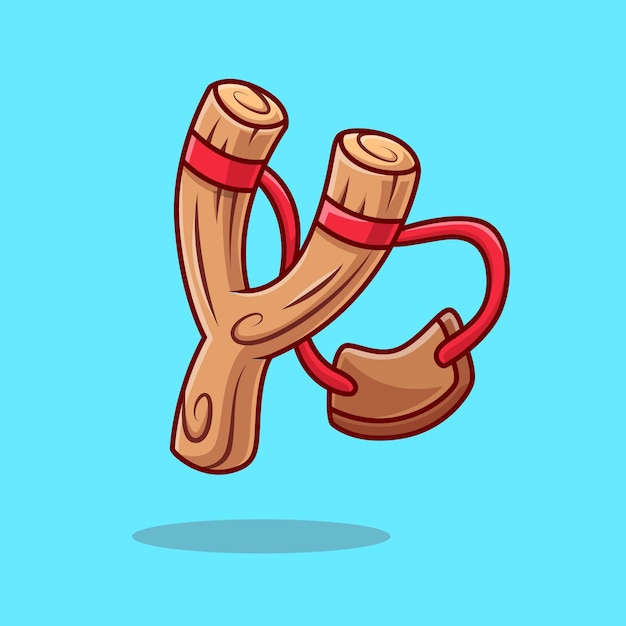 Ilustración de icono de vector de dibujos animados de catapulta de tirachinas. Concepto de icono de objeto de vacaciones aislado Premium