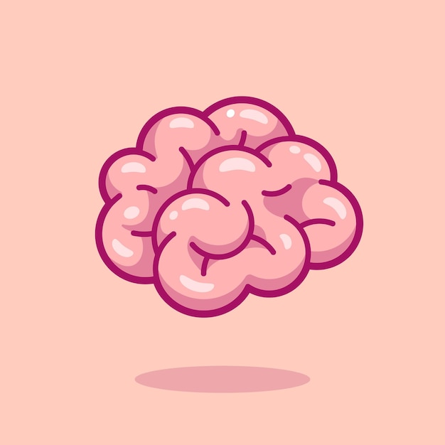 Ilustración de icono de Vector de dibujos animados de cerebro. Educación objeto icono concepto aislado Premium Vector. Estilo de dibujos animados plana