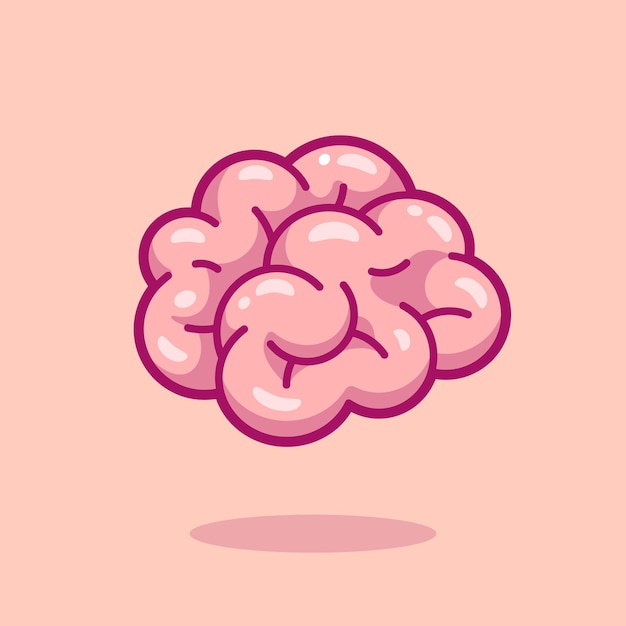 Ilustración de icono de vector de dibujos animados de cerebro. educación objeto icono concepto aislado premium vector. estilo de dibujos animados plana