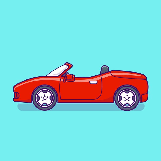 Ilustración de icono de Vector de dibujos animados de coche deportivo. Transporte objeto icono concepto aislado Premium Vector. Estilo de dibujos animados plana