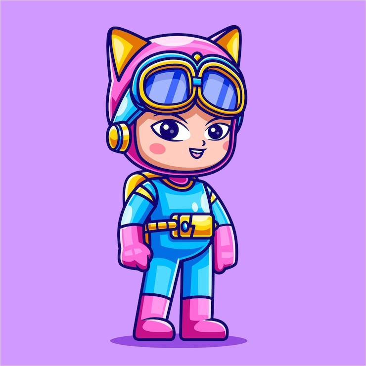 Vector gratuito ilustración de icono de vector de dibujos animados de gato astronauta mascota, tecnología animal plana aislada y adorable