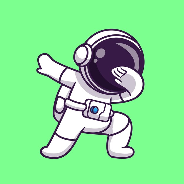 Ilustración de icono de vector de dibujos animados lindo astronauta frotando. Concepto de icono de ciencia de tecnología aislado Vector Premium. Estilo de dibujos animados plana