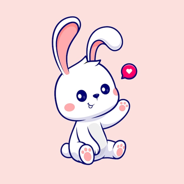 Vector gratuito ilustración de icono de vector de dibujos animados lindo conejo sentado. concepto de icono de naturaleza animal plano aislado