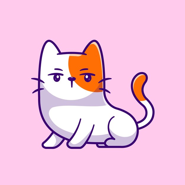 Ilustración de icono de vector de dibujos animados lindo gato sentado. Naturaleza Animal Icono Concepto Aislado Premium Plano