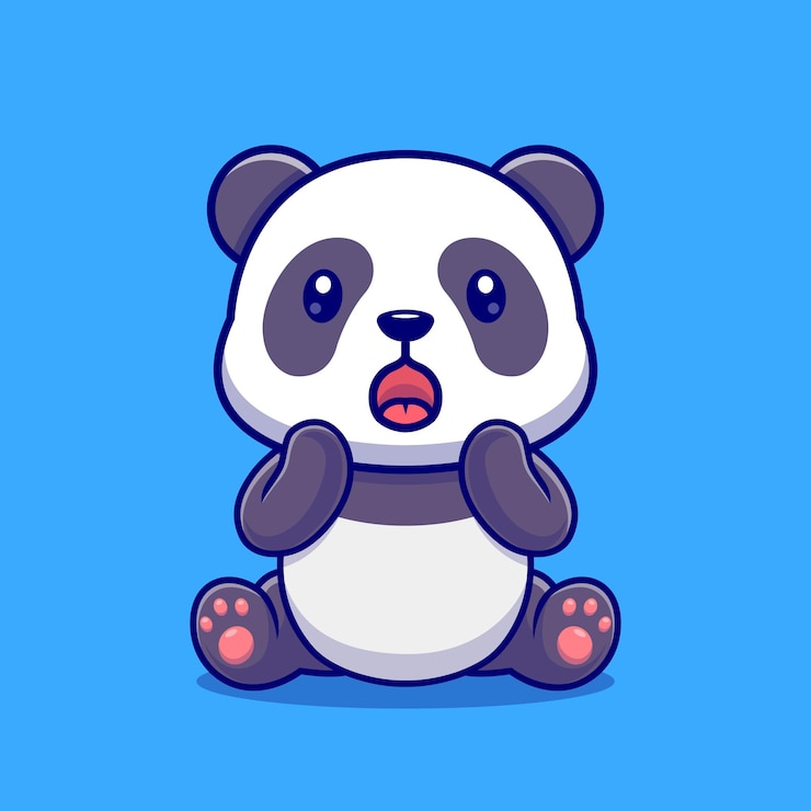 Vector gratuito ilustración de icono de vector de dibujos animados lindo panda sorprendido. concepto de icono de naturaleza animal aislado vector premium. estilo de dibujos animados plana