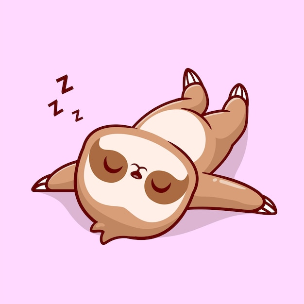 Ilustración de icono de vector de dibujos animados lindo perezoso durmiendo. Naturaleza Animal Icono Concepto Aislado Premium