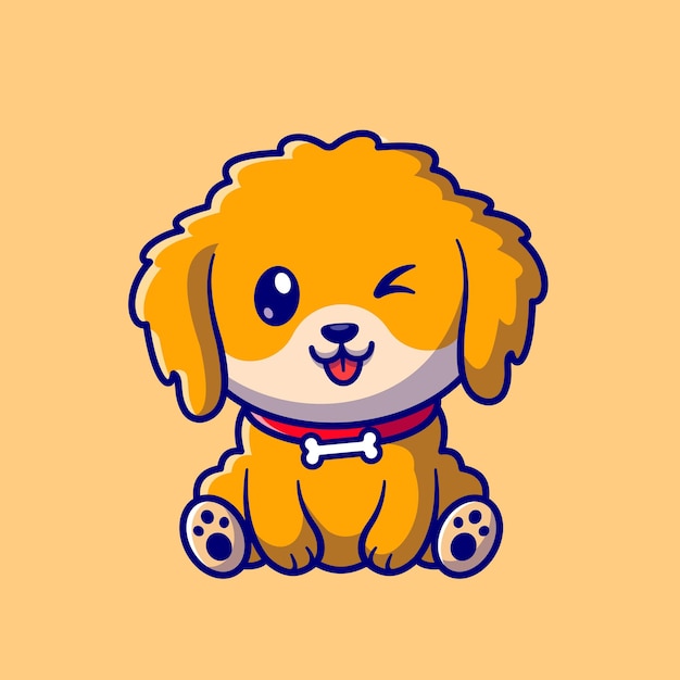 Ilustración de icono de vector de dibujos animados lindo perro sentado. Concepto de icono de naturaleza animal aislado Vector Premium. Estilo de dibujos animados plana