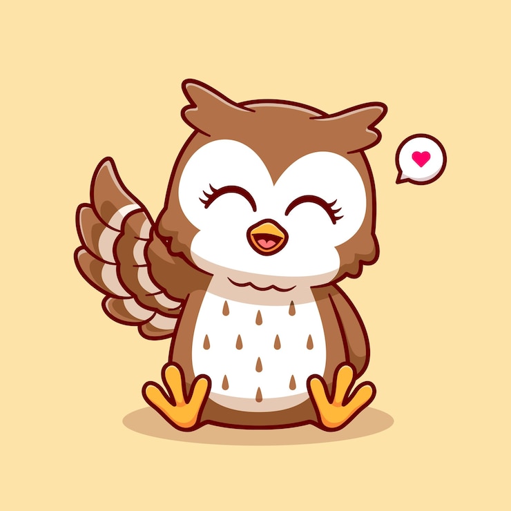 Vector gratuito ilustración de icono de vector de dibujos animados de mano de búho lindo agitando. naturaleza animal icono concepto aislado premium