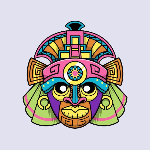 Vector gratuito ilustración de icono de vector de dibujos animados de máscara tiki de hawaii. concepto de icono de naturaleza de vacaciones aislado plano premium