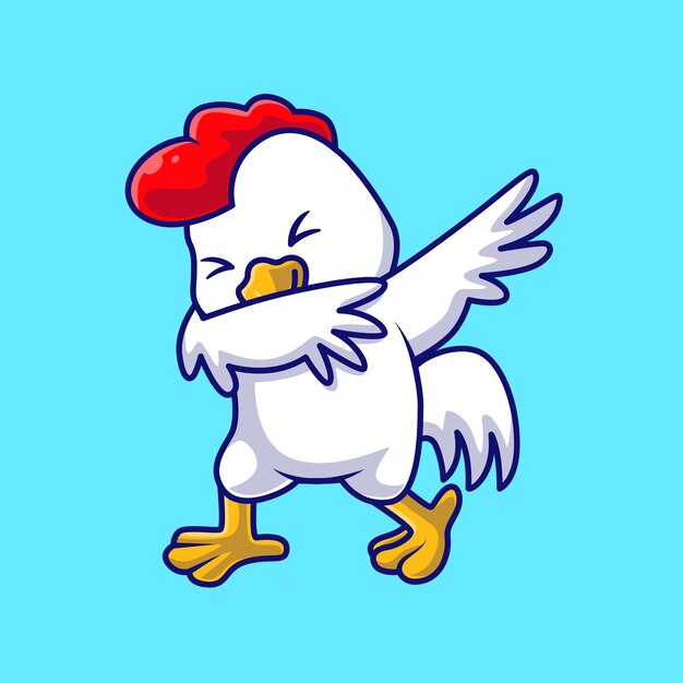 Ilustración de icono de vector de dibujos animados de pose de pollo lindo. Concepto de icono de naturaleza animal plano aislado
