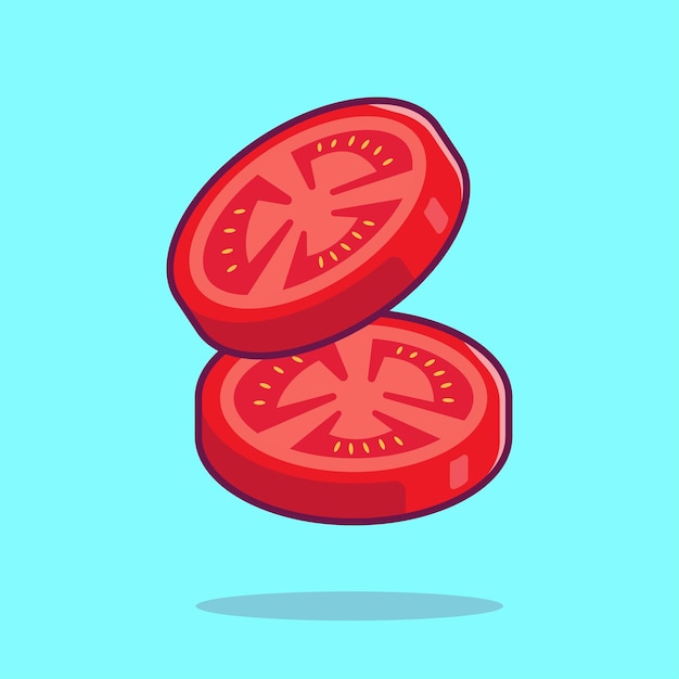 Ilustración de icono de vector de dibujos animados de rebanada de tomate Concepto de icono de objeto de comida aislado Vector Premium