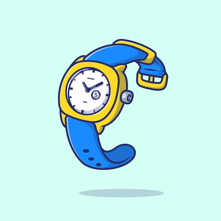 Vector gratuito ilustración de icono de vector de dibujos animados de reloj de pulsera concepto de icono de objeto de tecnología aislado vector premium