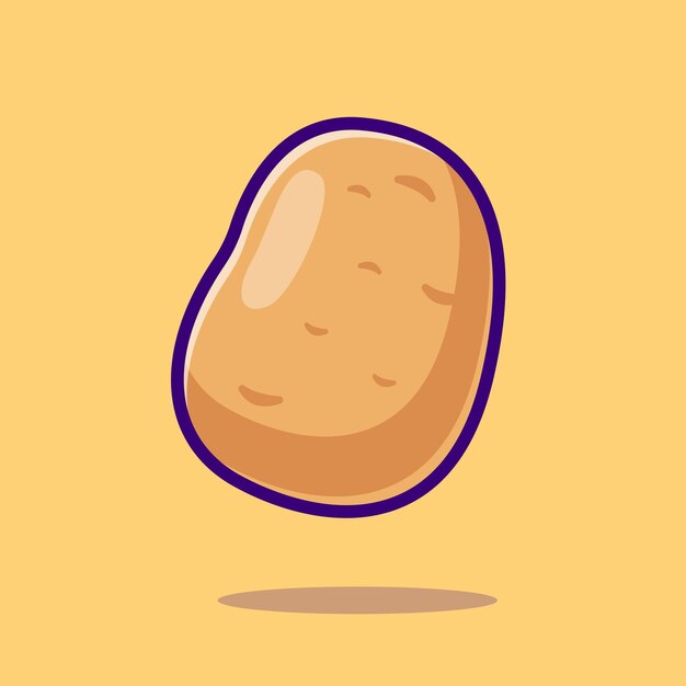 Ilustración de icono de vector de dibujos animados de vegetales de patata Concepto de icono de naturaleza de alimentos aislado Vector Premium
