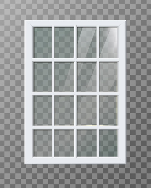 Vector gratuito ilustración de icono de vector realista ventana rectangular de marco de plástico blanco