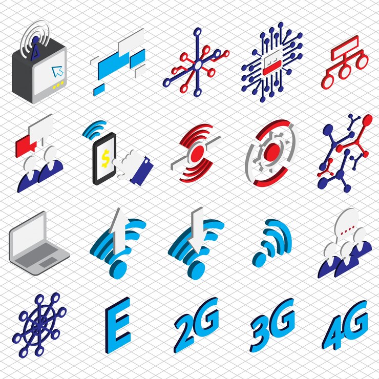 Vector gratuito ilustración de iconos de conexión conjunto concepto en gráfico isométrico