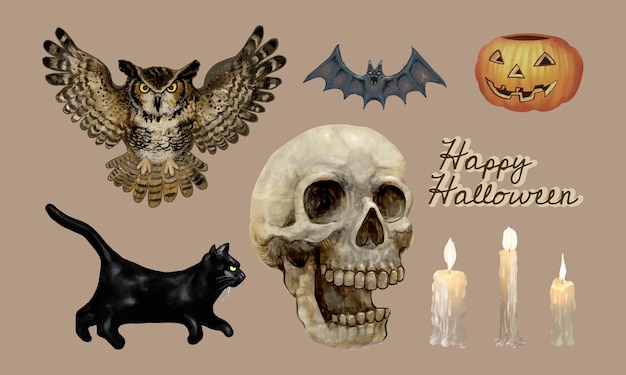 Ilustración de iconos de feliz halloween