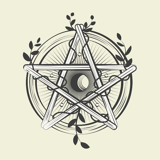 Ilustración de iconos de wiccan dibujados a mano