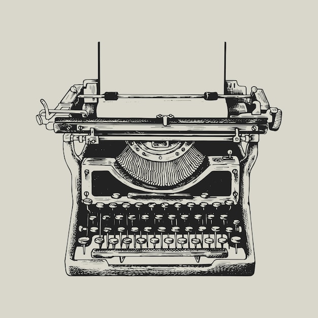 Ilustración de identidad corporativa de negocios de logotipo de máquina de escribir retro