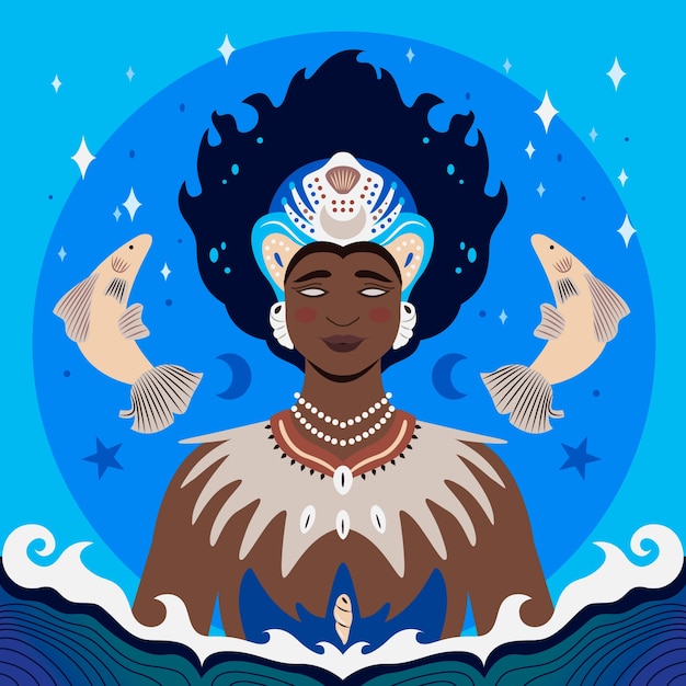 Ilustración de una iemanja plana