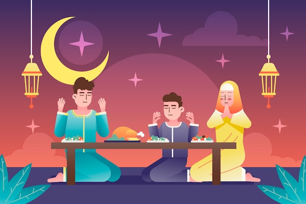 Vector gratuito ilustración de iftar degradado