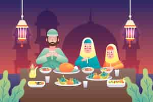 Vector gratuito ilustración de iftar degradado