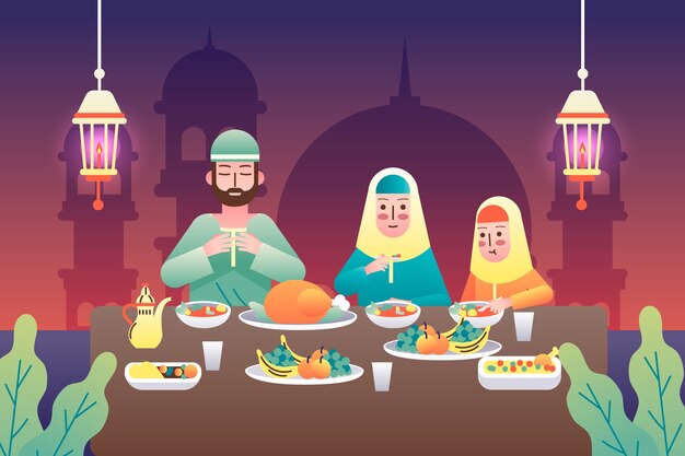 Ilustración de iftar degradado