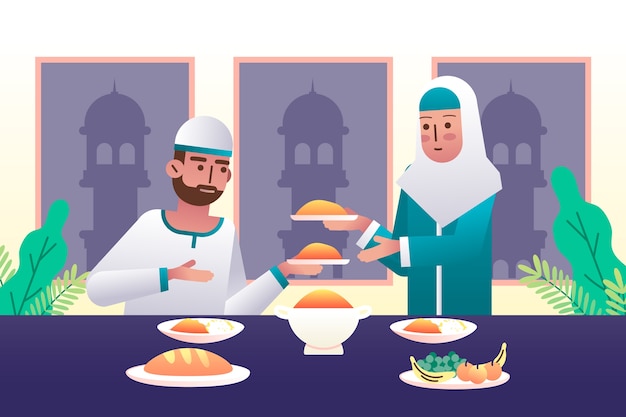 Vector gratuito ilustración de iftar degradado