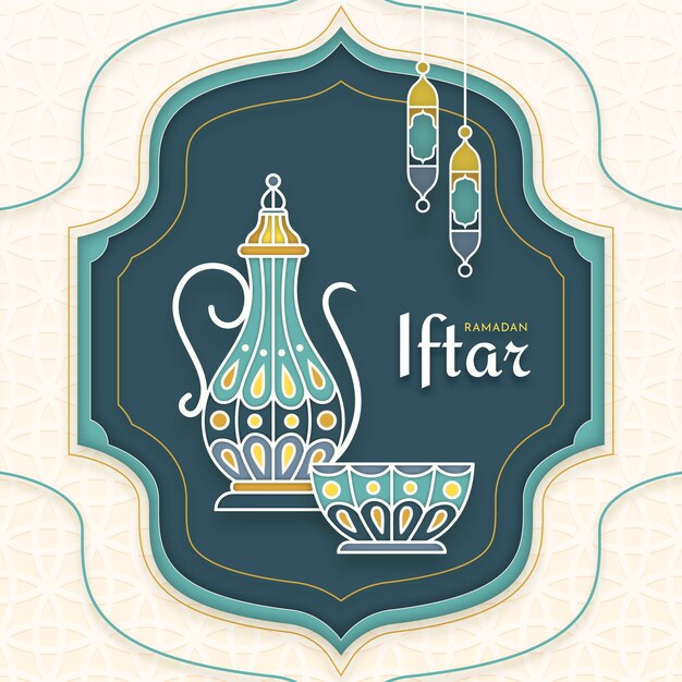 Ilustración de iftar estilo papel