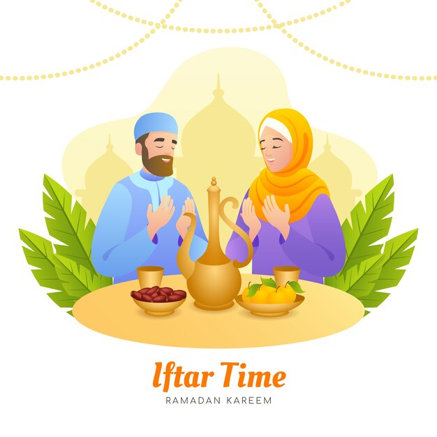 Ilustración del iftar en gradiente