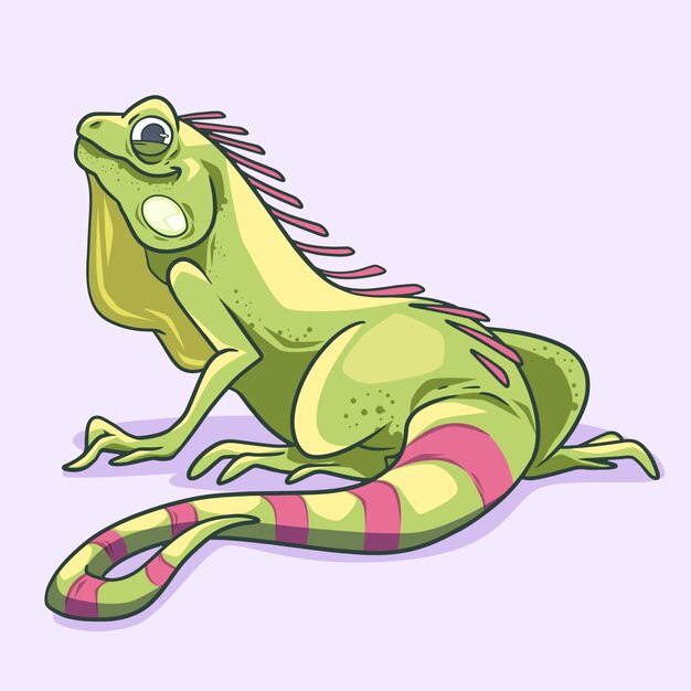 Ilustración de iguana de dibujos animados dibujados a mano