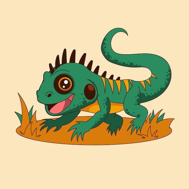Ilustración de iguana de dibujos animados dibujados a mano