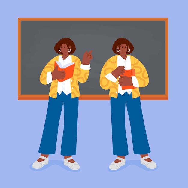 Ilustración de imágenes prediseñadas de profesor negro dibujado a mano
