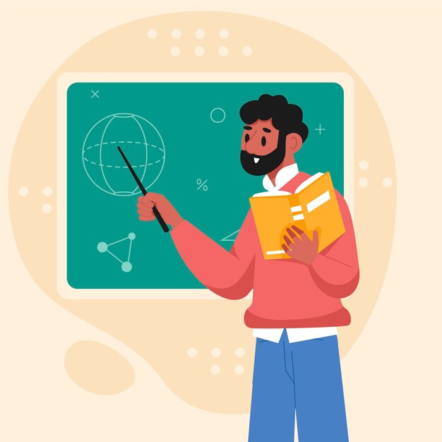 Ilustración de imágenes prediseñadas de profesor negro dibujado a mano