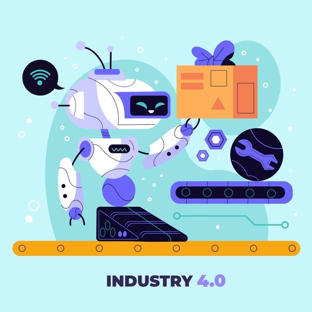 Ilustración de la industria 4.0 dibujada a mano
