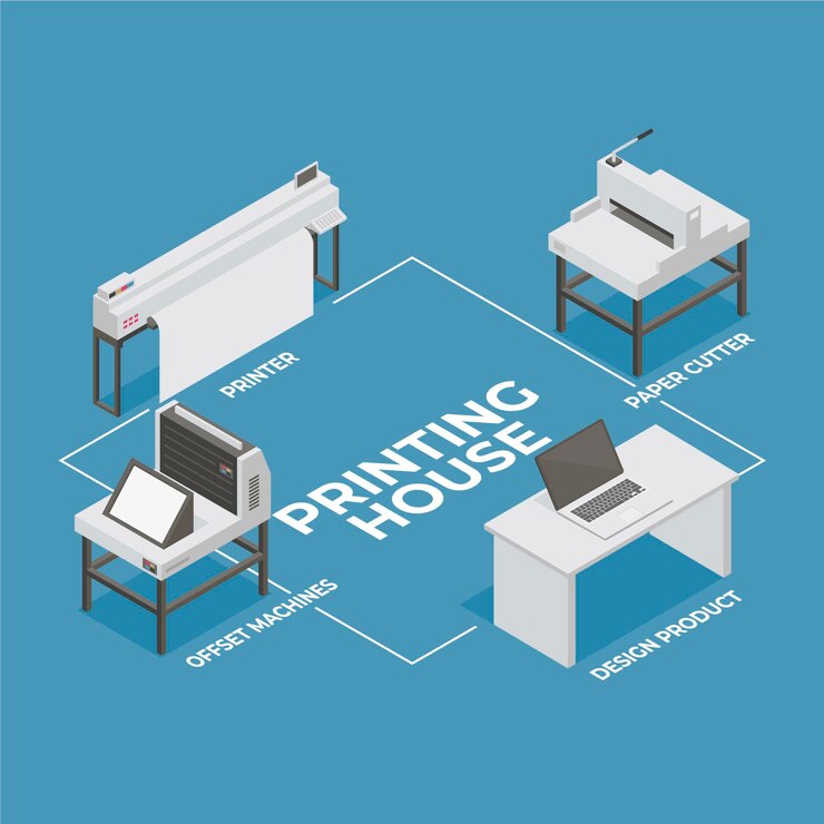 Vector gratuito ilustración de la industria de la impresión isométrica