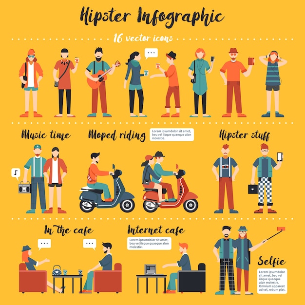 Ilustración infografía hipster