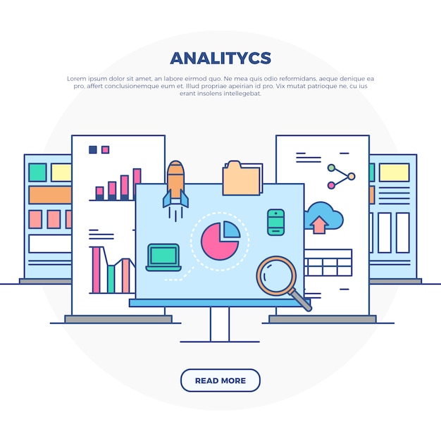 Ilustración infográfica de analítica