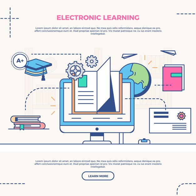Ilustración infográfica de e learning