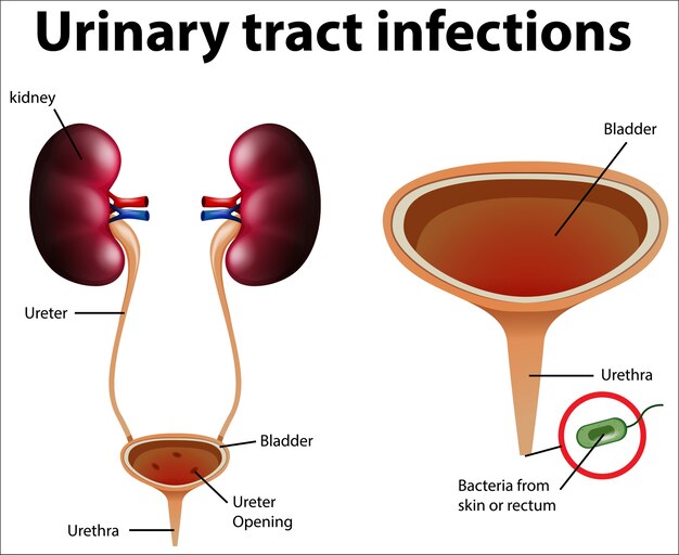 Ilustración informativa de infecciones del tracto urinario