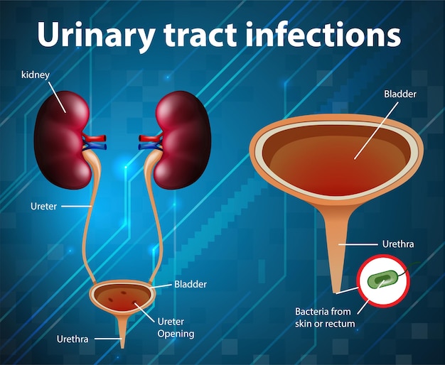 Ilustración informativa de infecciones del tracto urinario