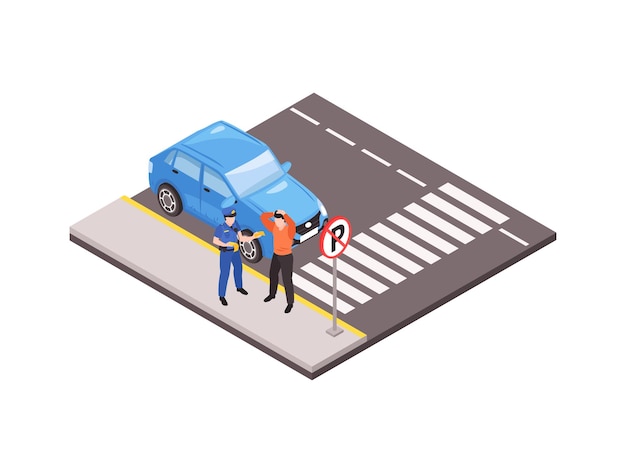 Ilustración de infracción de estacionamiento