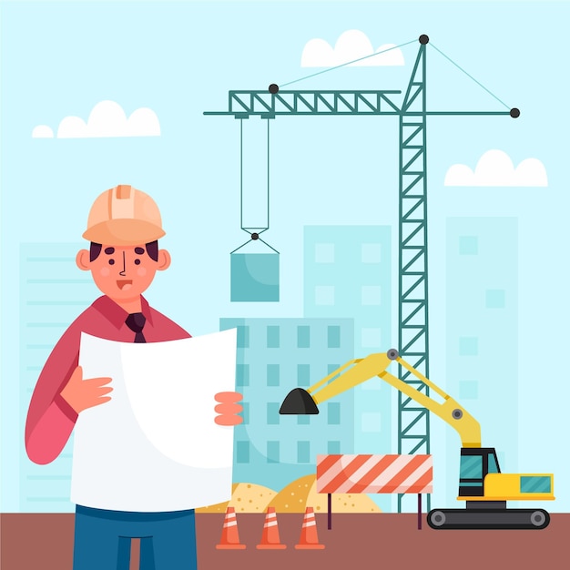 Ilustración de ingeniería y construcción
