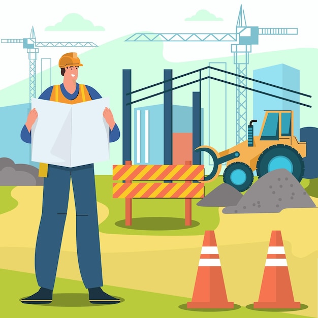 Ilustración de ingeniería y construcción