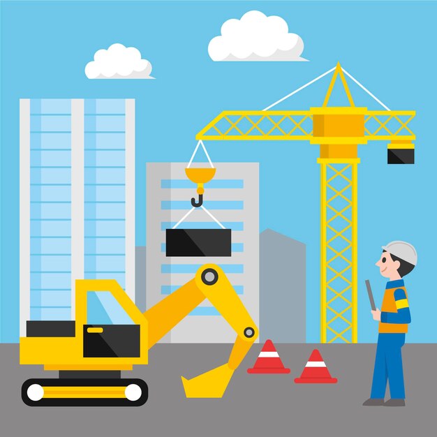 Ilustración de ingeniería y construcción