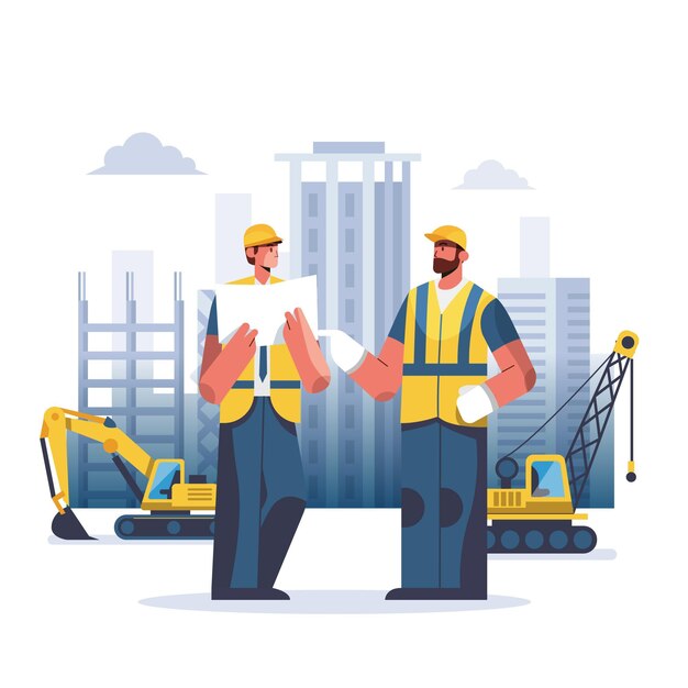 Ilustración de ingeniería y construcción