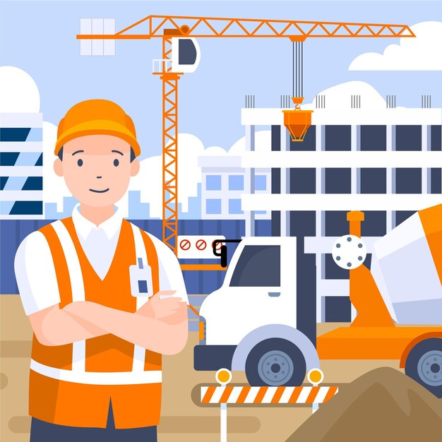 Ilustración de ingeniería y construcción