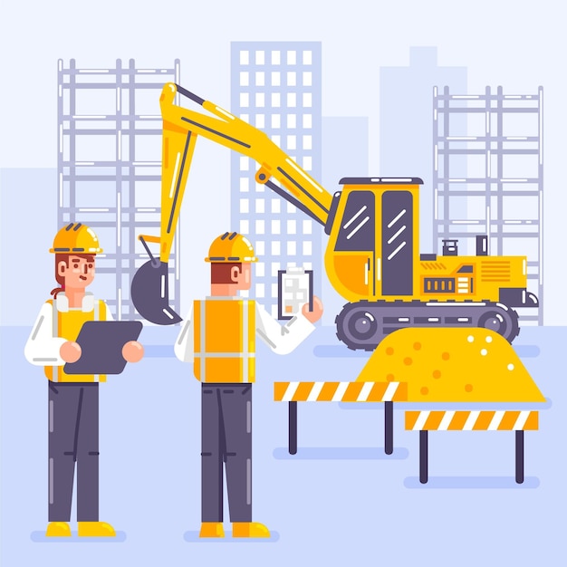 Ilustración de ingeniería y construcción
